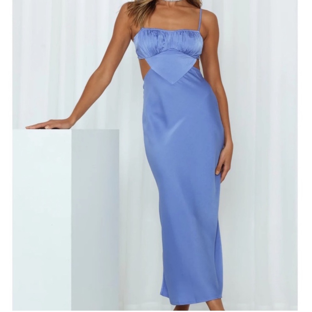 Hello Molly | What's up Midi Dress | Satin, Blue